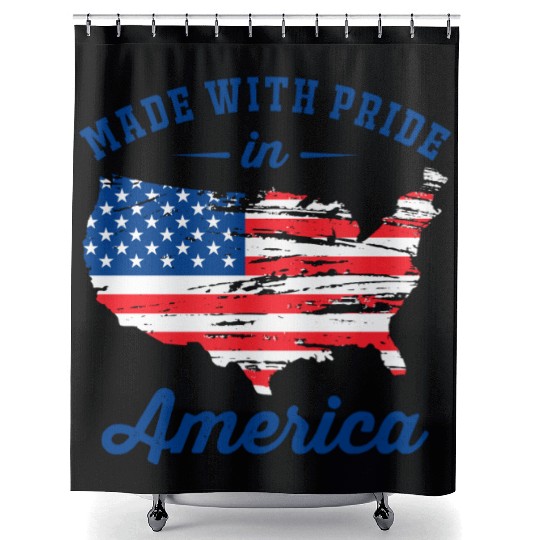 Made With Pride in America Patriotic USA Map with Shower Curtains