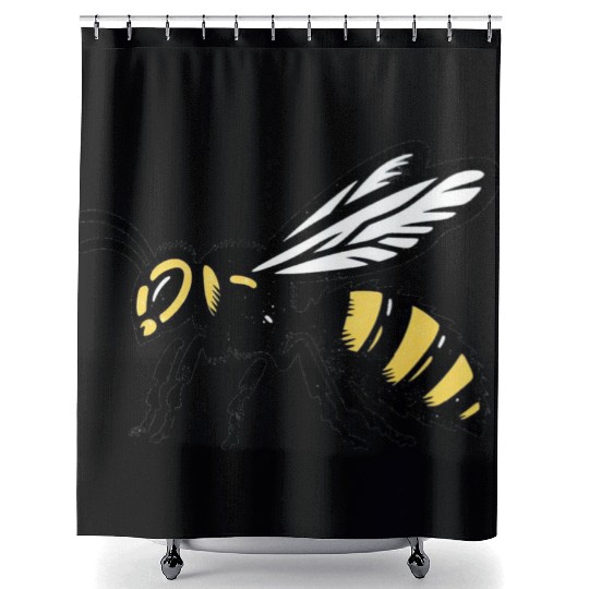 Two Color Wasp Insect Art Shower Curtains