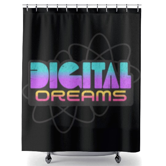 Digital Dreams - Retro Y2K Streetwear Design Shower Curtains