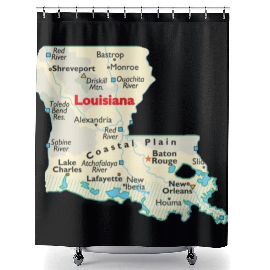Louisiana map image of state. Shower Curtains