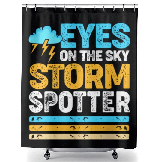 Retro Meteorologist Eyes On The Sky Strom Spotter Shower Curtains