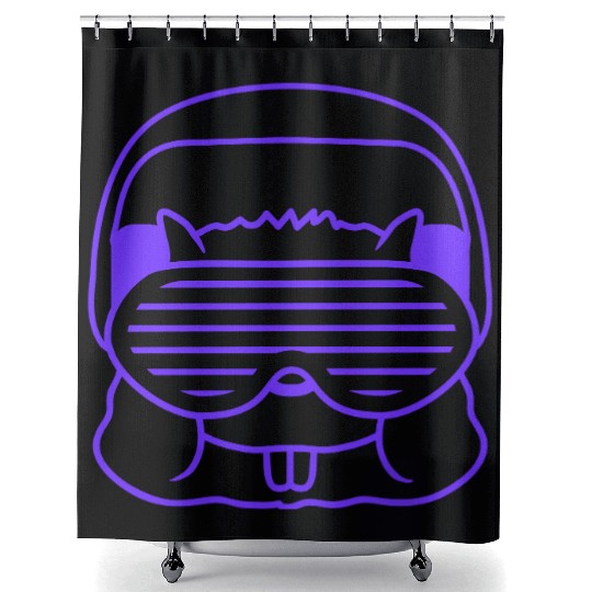 Cute DJ Hamster Party Animal Guinea Pig Pet Face Shower Curtains