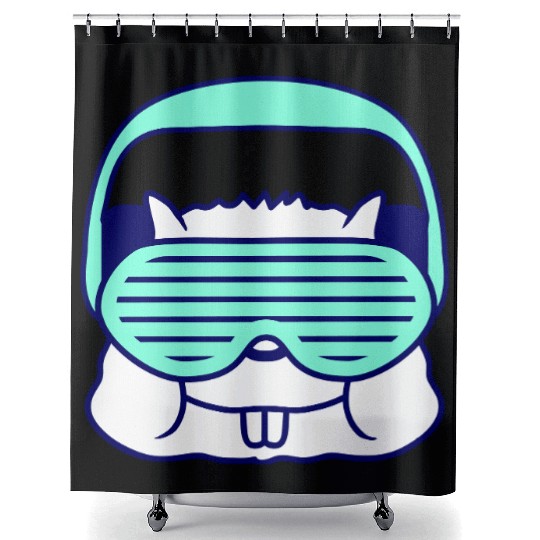 Cute DJ Hamster Party Animal Guinea Pig Pet Face Shower Curtains