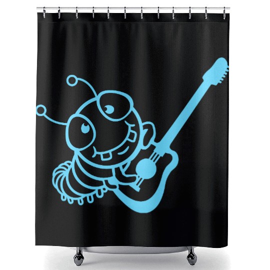 Cute Caterpillar Plays Guitar Bass Party Guitarist Shower Curtains
