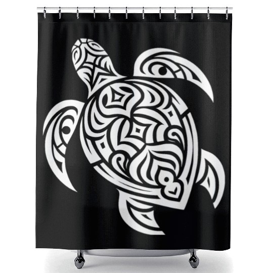 Cute Turtle T Tattoo Style Shower Curtains