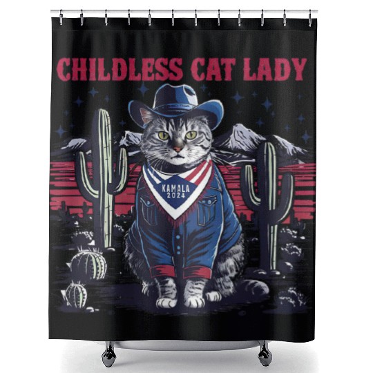 Childless Cat Lady For Kamala Shower Curtains