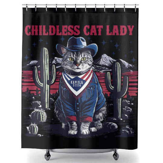Childless Cat Lady For Kamala Shower Curtains