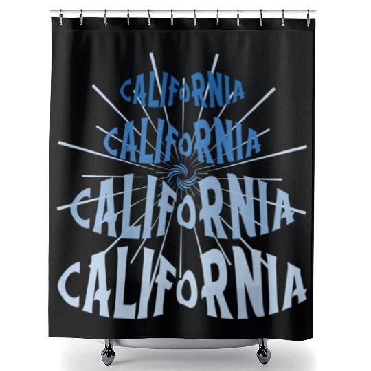 California West Coast Golden State Blue Graphic Shower Curtains