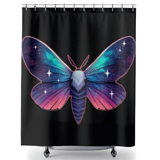 Galaxy Moth - Cosmic Space Themed Fantasy Shower Curtains