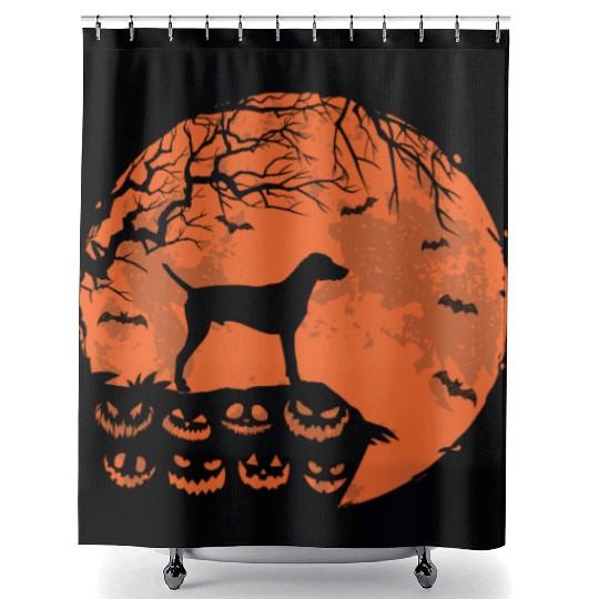 Weimaraner And Moon Halloween Funny Dog Lover Gift Shower Curtains