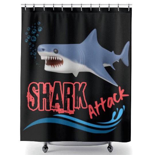 A different unique colorful shark attack design Shower Curtains