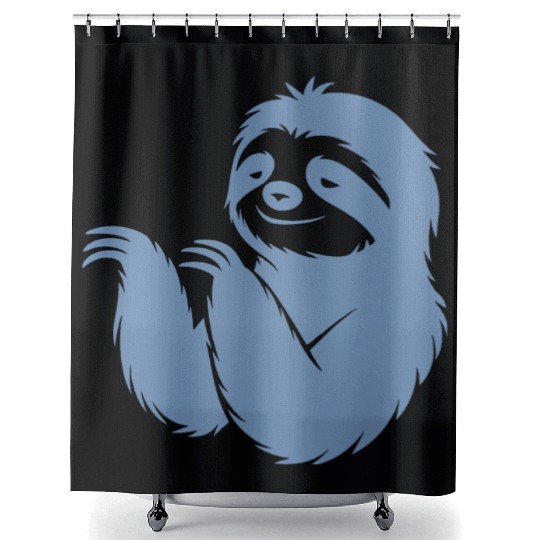 Cool sloth silhouette portrait face head Shower Curtains