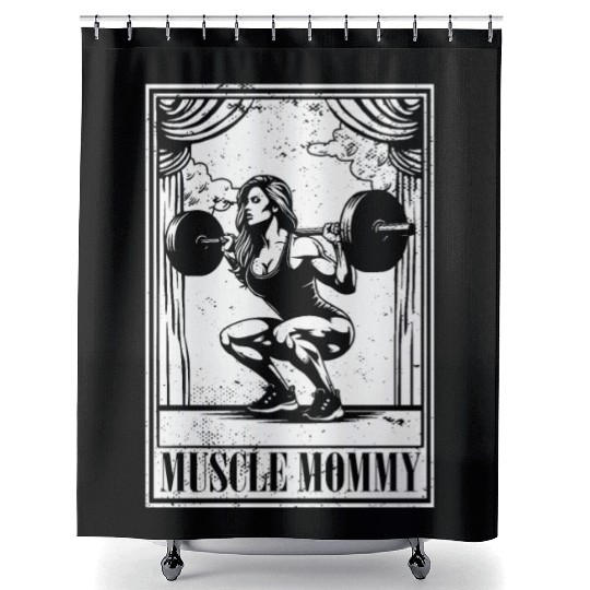 Tarot Cards Muscle Mommy Squatting Barbell Shower Curtains