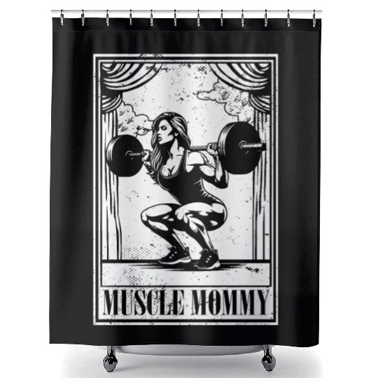 Tarot Cards Muscle Mommy Squatting Barbell Shower Curtains