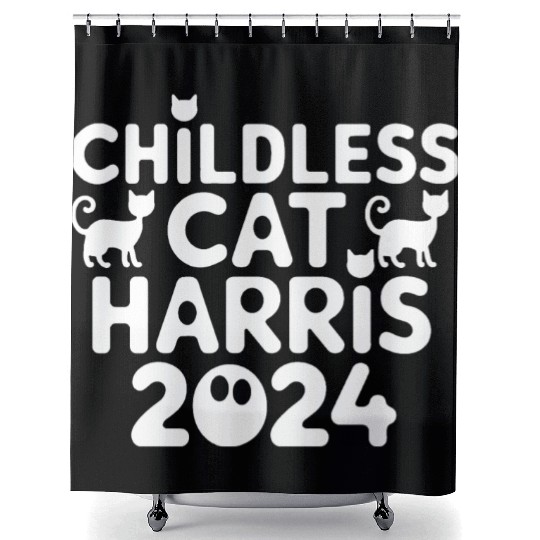 Childless Cat lady Kamala Harris Shower Curtains