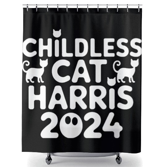Childless Cat lady Kamala Harris Shower Curtains