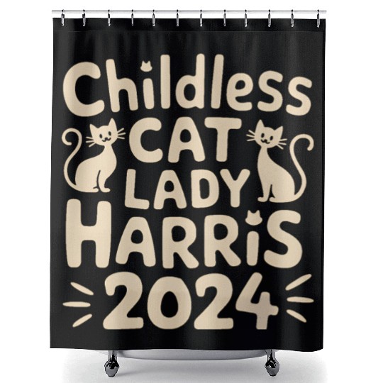 Childless Cat lady Kamala Harris Shower Curtains