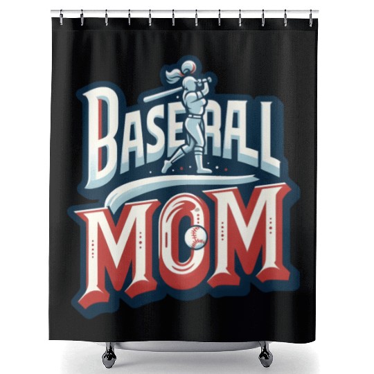 Proud Baseball Mom: Swinging for the Fences.t-shir Shower Curtains