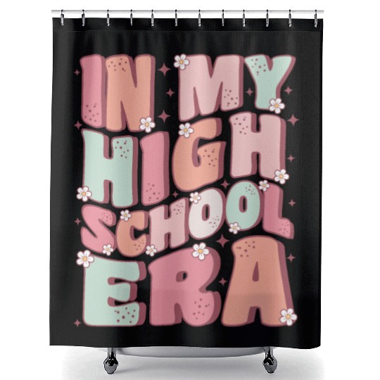 In My High School Era Cute Groovy Back to School Shower Curtains