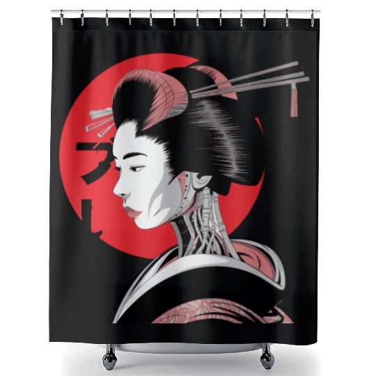 Cyberpunk Vaporwave Japanese Neon Street Art Shower Curtains