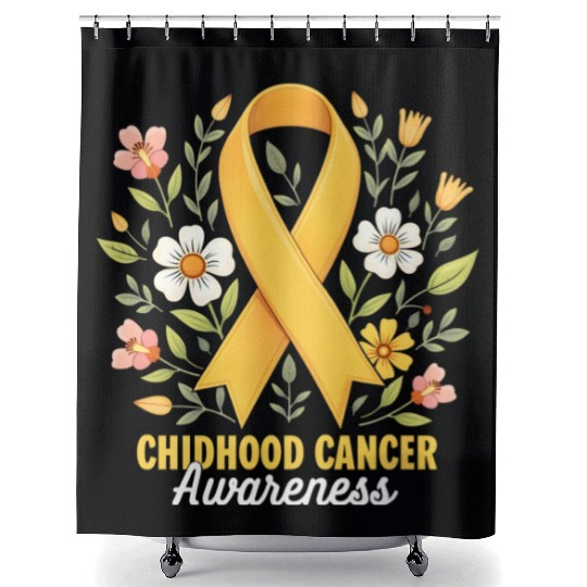 Childhood Cancer Awareness Hippie Flower Ribbon Shower Curtains