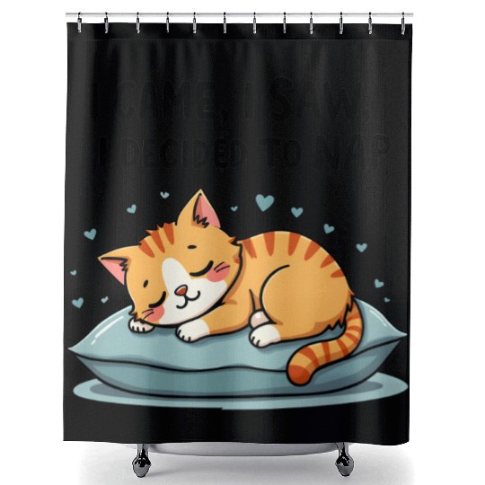 Cute Cat Nap Lover Funny Sleepy Naptime Humor Shower Curtains