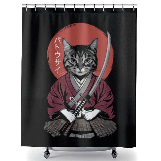 Neko Battousai Samurai Cat Classic Shower Curtains