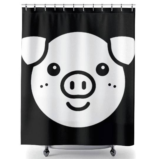 Pig face cute pigs vector farm animal path14 Shower Curtains