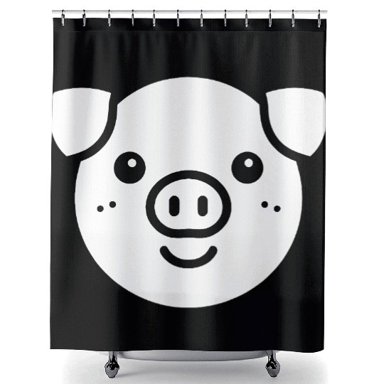 Pig face cute pigs vector farm animal path14 Shower Curtains