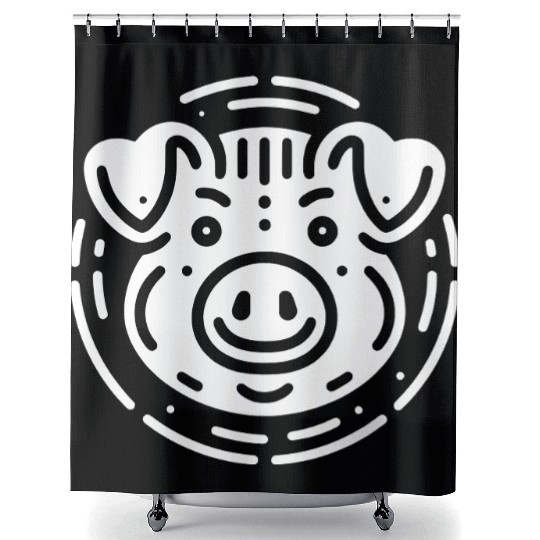 Pig face cute pigs vector farm animal path16 Shower Curtains
