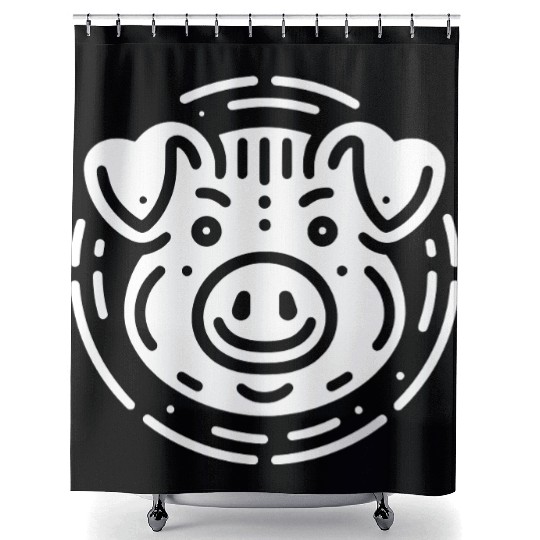 Pig face cute pigs vector farm animal path16 Shower Curtains