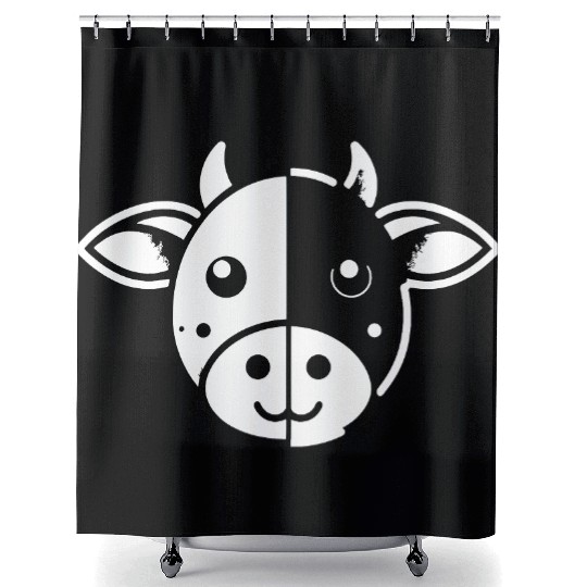 Cow face cute cows design farm animal art path10 Shower Curtains