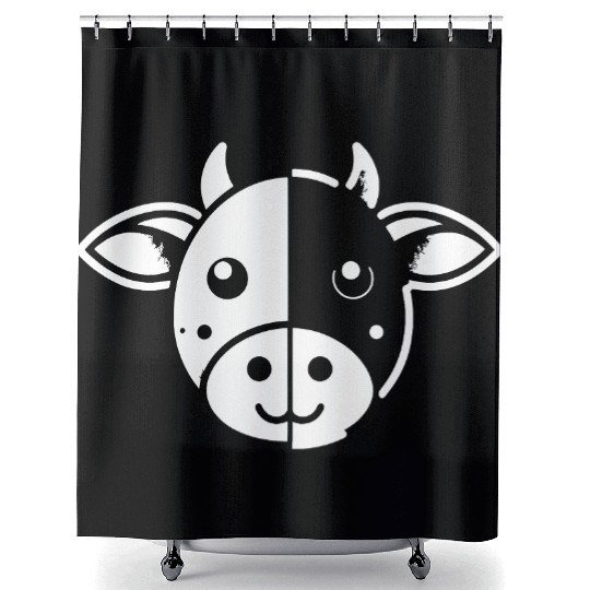 Cow face cute cows design farm animal art path10 Shower Curtains