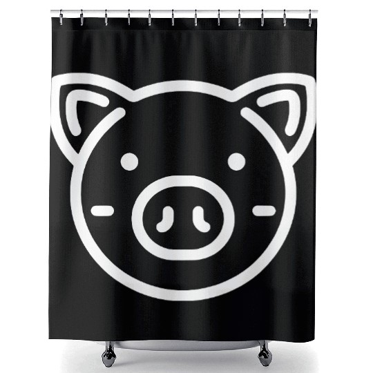 Pig face cute pigs vector farm animal path13 Shower Curtains