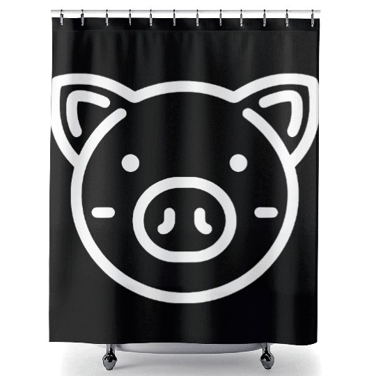 Pig face cute pigs vector farm animal path13 Shower Curtains