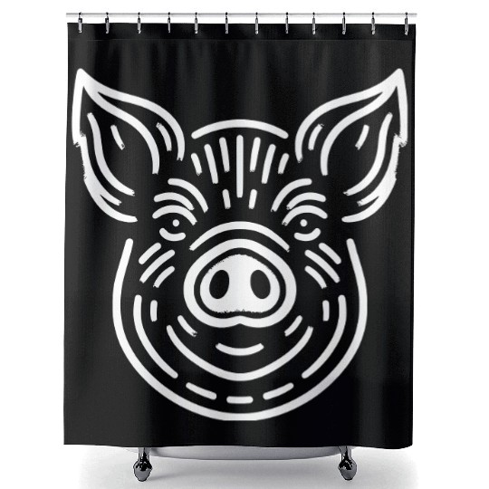 Pig face pigs vector farm animal path17 Shower Curtains