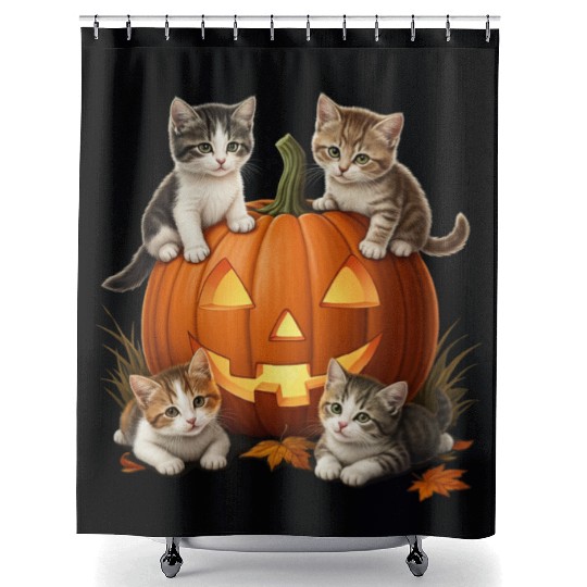 Pumpkin Cat Paws | by Asarteon Shower Curtains