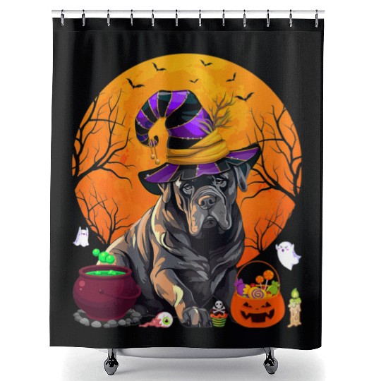 Funny Cane Corso Dog Witch Halloween Dog Lover Shower Curtains