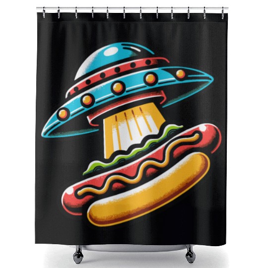 UFO HotDog Abduction Shower Curtains