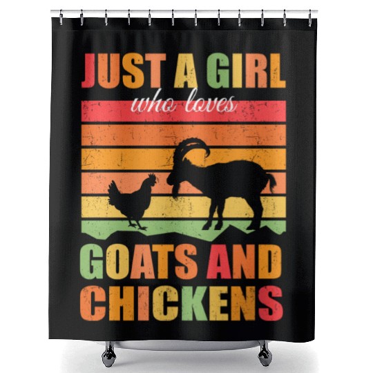 ute Just A Girl Who Loves Chickens Goats Farmer Shower Curtains