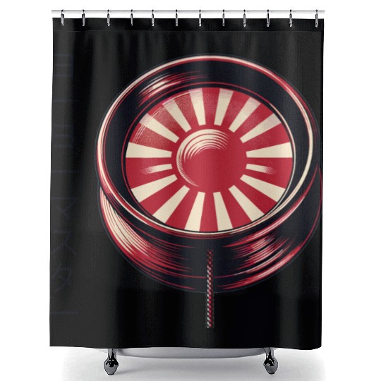 Yoyo Master Japanese Red Sun Yo-Yo Shower Curtains