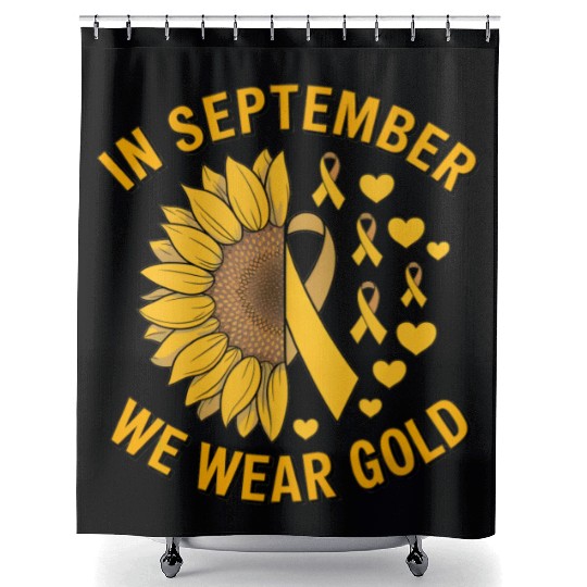 September We Wear Gold Childhood Cancer Awareness Shower Curtains