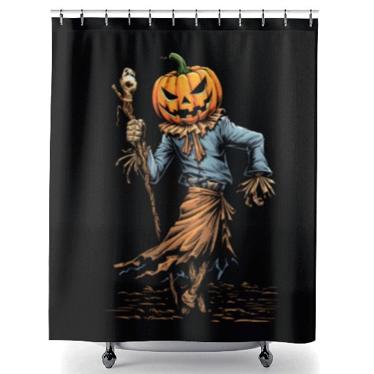 Spooky Halloween Scarecrow Shower Curtains