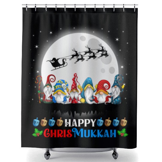 Happy Chrismukkah Gnomes Christmas Hanukkah Shower Curtains