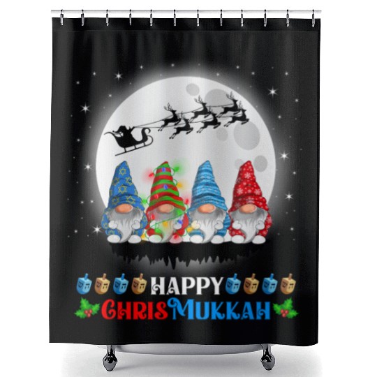 Happy Chrismukkah Gnomes Christmas Hanukkah Shower Curtains