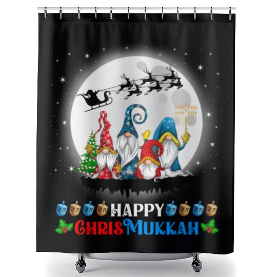 Happy Chrismukkah Gnomes Christmas Hanukkah Shower Curtains