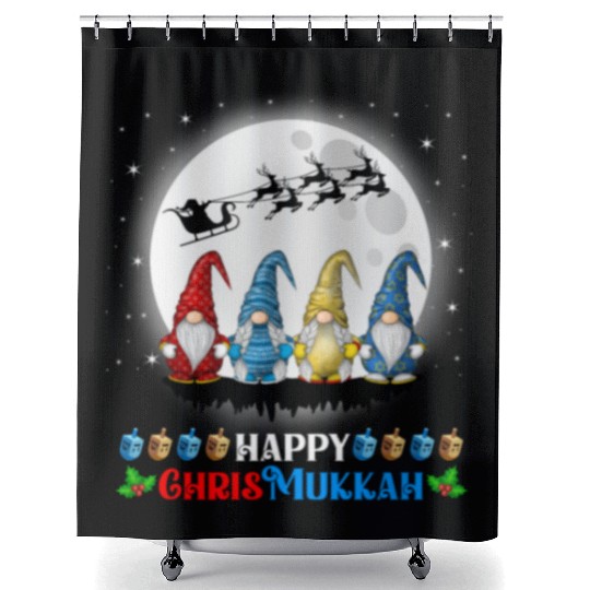 Happy Chrismukkah Gnomes Christmas Hanukkah Shower Curtains