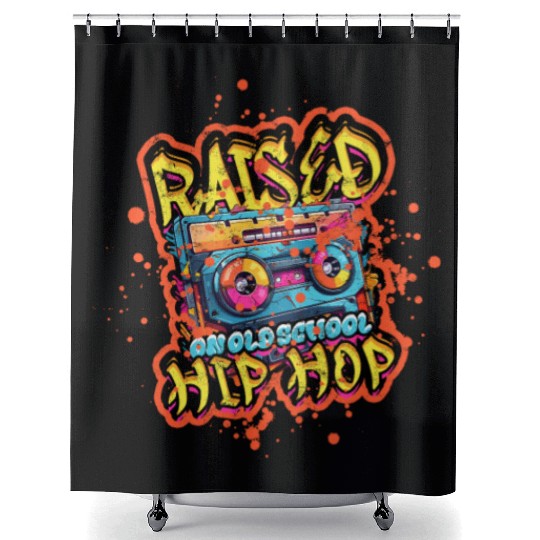 Raised On Old School Hip Hop - Music Shower Curtains