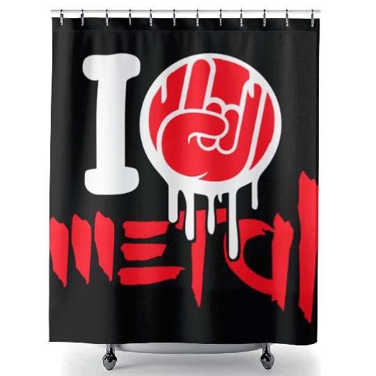 I Love Heavy Metal Hard Rock Music Graffiti Heart Shower Curtains