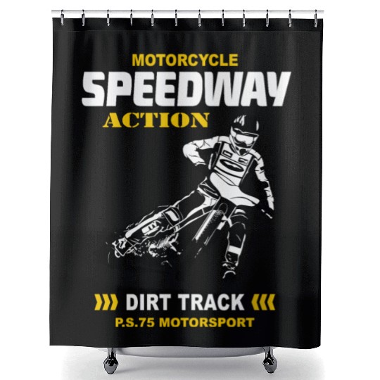 Motorcycle Speedway Racing Shower Curtains
